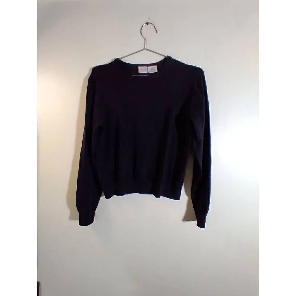 Isaac Mizrahi Silk Cotton Medium Black Stretch Long Sleeve Sweater